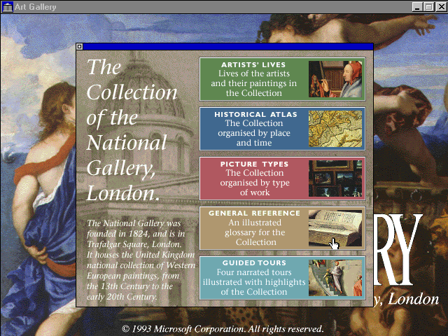 Microsoft Art Gallery - Menu